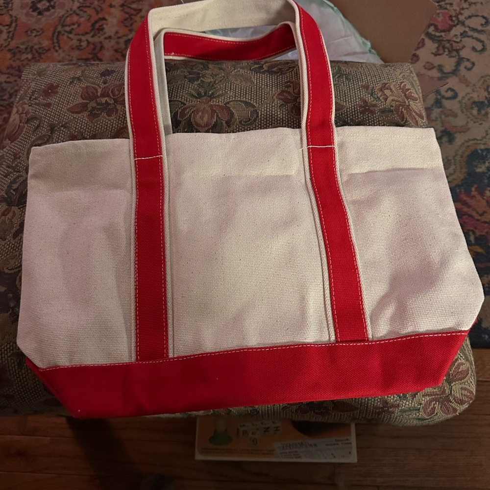 Red and White Canvas Tote Bag. New without tags